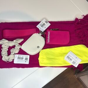 lululemon athletica Pink Wristlet, Beige Hair Scrunchie, and Brown Headband!!